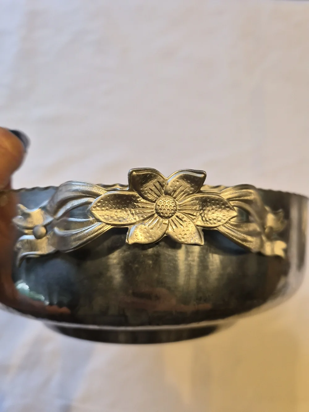 Vintage Hand Wrought Creations by Rodney Kent Hand pounded aluminum Tulip Dish